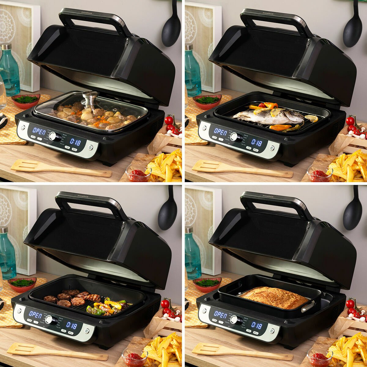 Air Fryer with Grill, Accessories and Recipe Book InnovaGoods Fryinn 12-in-1 6000 Black Steel 3400 W 6 L - WM24 Store