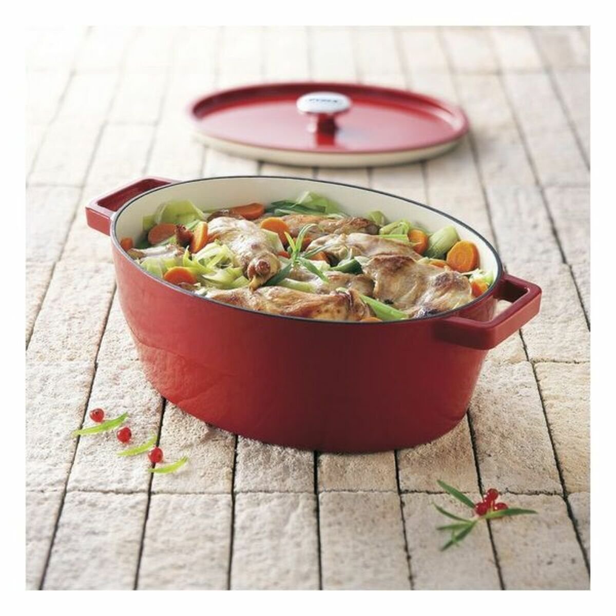 Casserole with lid Pyrex Slow Cook Cast Iron - WM24 Store